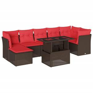 Ensemble de canapés de patio en polyrotin marron, 8 pièces, avec coussins, meubles d'extérieur pour jardin, capacité d'accueil de 8 personnes - Product Image 4