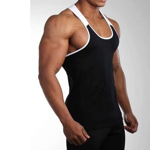 Camiseta sin mangas transpirable de poliéster/algodón para hombre, de color liso, cómoda, con encaje frontal y logotipo personalizado al por mayor - Product Image 1