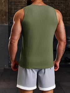 Débardeurs côtelés en viscose/polyester pour hommes, t-shirts sans manches pour l'entraînement |   T-shirt de sport à col rond pour la gym, la musculation, l'été et la plage, séchage rapide - Product Image 3