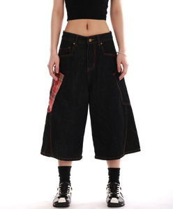 <b>Women's</b> <b>Black</b> <b>Cargo</b> <b>Shorts</b> High Waist Elastic Drawstring Loose Fit Streetwear Style with Multiple Pockets Canvas Material 2026 - Product Image 2