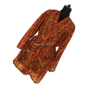 KS008 Beachwear Vintage Sari Kimono Short Manufacturer Of Beachwear Vintage Sari Kimono Short <b>Cardigan</b> Vintage Sari Kimono Short - Product Image 3