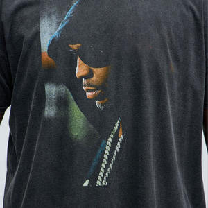 OEM ODM Men's Oversized Washed <b>Black</b> <b>T</b>-<b>Shirt</b> Vintage Portrait DTG Graphic Unisex Streetwear Cotton Manufacturer Private Label - Product Image 2