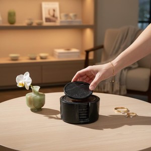 Elegante Juego de 4 Posavasos Redondos de Piedra Negra con Caja, para Decoración Moderna del Hogar, Protección de Mesa de Mármol Natural - Product Image 4