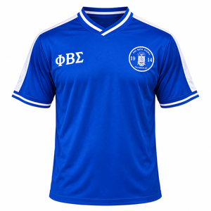 Camiseta de Fútbol Phi Beta Sigma Azul Rey y Blanco de Manga Corta con Letras Griegas para Hombre, Deportiva - Product Image 3
