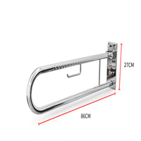 Barre d'appui de sécurité pliable en U polie en acier inoxydable pour salle de bain et toilettes