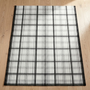 Contemporary Check Pattern Cotton Durrie Handmade Flatweave Area <b>Rug</b> for Modern Living <b>Spaces</b> - Product Image 1