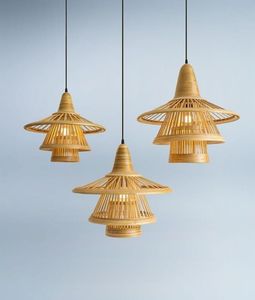 Artisan Handwoven Rattan Hanging <b>Ceiling</b> Lamp Rustic Boho Pendant <b>Light</b> for Living Room Bedroom Restaurant Hotel Lighting - Product Image 5