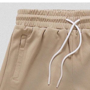Pantalones Cortos Beige para Hombre, 100% Algodón, Lavados, con Cordón en la Cintura, Bolsillos, Transpirables, Casuales, de Tiro Medio - Product Image 3