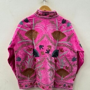 Velvet Suzani Embroidered Jacket Handmade Boho Chic Ethnic <b>Coat</b> Vintage Style Outerwear Wholesale Bohemian Velvet Jacket - Product Image 2