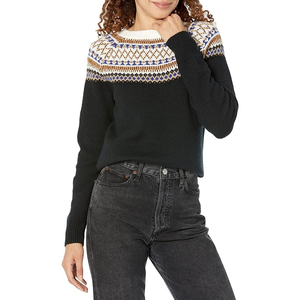 Women's Crew Neck <b>Pullover</b> <b>Sweater</b> Geometric Pattern Computer Knitted Long Sleeve Autumn Casual Black Acrylic 100% Front Logo - Product Image 1