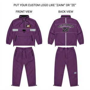 ZAINI Mens Windbreaker Suit Polyester/Nylon 300 Grams Memory Fabric Purple Reflective Panel Custom Embroidery Print Logo Winter - Product Image 1