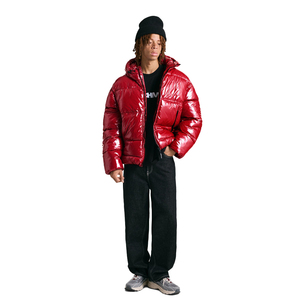 Men's Hooded Puffer <b>Jacket</b> Winter Warm Asymmetrical Zipper Quilted Down Coat <b>Waterproof</b> Lightweight Outerwear - Product Image 4
