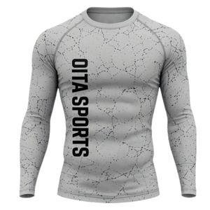 Light Grey Long Sleeve Compression <b>Shirt</b> Crackle Print Athletic Workout Training Gym Breathable Quick Dry Performance Sportswear - Product Image 1