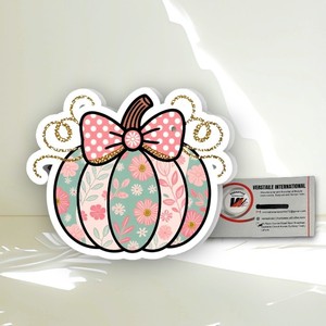 Extensiones de Pestañas Magnéticas de Acrílico con Diseño Floral de Calabaza, Lazo Rosa y Flores de Diamante, Reutilizables y Ecológicas, Marca Privada - Product Image 5