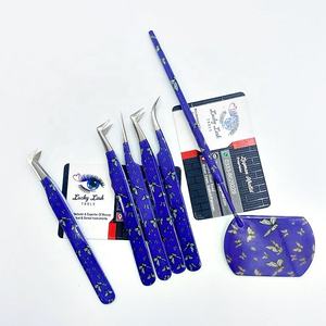Ensemble de pinces à épiler Volume en acier inoxydable PCT Logo personnalisé Extensions de cils impression papillon bleu papier revêtement miroir beauté faux - Product Image 2