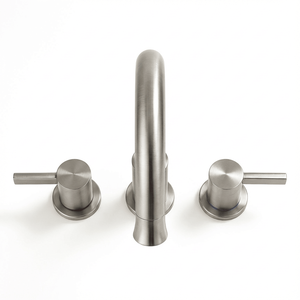 Rubinetto Moderno da Bagno a 3 Fori con Doccetta Estraibile a 360 Gradi, 2 Maniglie, Finitura Nichel Spazzolato, Include Scarico a Scomparsa - Product Image 4