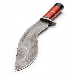 Cuchillo utilitario de acero de Damasco hecho a mano con mango de madera Pakkawood roja, pieza de exhibición OEM para bricolaje - Product Image 5