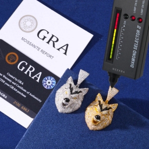 Pendentif Tête de Loup Moissanite Iced Out - Fabriqué en Argent Sterling 925, Bijoux de Luxe Sauvage Exclusifs, Pendentif Animal en Moissanite - Product Image 6