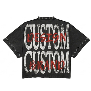 Custom Design Brand Oversized Short Sleeve T-Shirt <b>Men</b> Street Style O-Neck Back Logo Printed Cotton Woven - Product Image 1