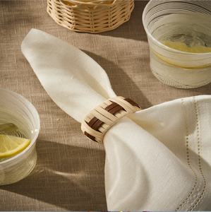 Square hand-woven natural <b>rattan</b> <b>cube</b> napkin rings for modern dining, available at wholesale prices. - Product Image 4