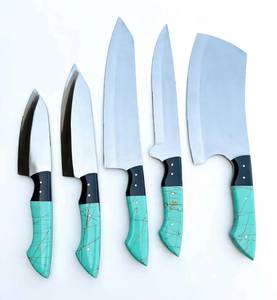 Juego de 5 utensilios de cocina para exteriores de acero al carbono forjado a mano con mango de piedra turquesa - Product Image 6