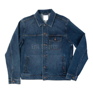 Veste en jean pour homme à col montant personnalisé, grande taille, respirante, écologique, streetwear d'extérieur, veste d'hiver avec logo frontal - Product Image 4