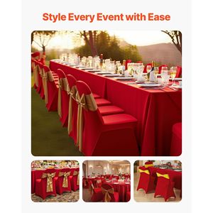 50 Coprisedia in Poliestere Spandex Rosso, Elasticizzati con Fronte Piatto, per Matrimoni, Feste, Cene o Banchetti - Product Image 2