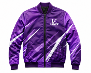 Blouson Bomber Homme Personnalisé Hiver Violet Uni Entièrement Zippé Léger en Polyester Style Universitaire Décontracté Streetwear Tenue d'Équipe OEM ODM - Product Image 1