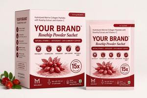Vitamine C pour une peau éclatante et le soutien immunitaire – 15 sachets de poudre de rose musquée avec peptides de collagène marin - Product Image 3