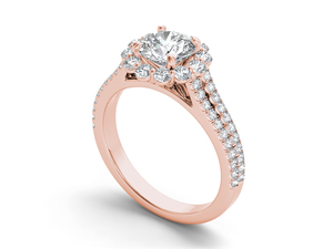 Anillo de Oro de 10k, 14k o 18k con Halo Floral y Diamante Redondo de 1 Quilate, Clásico para Mujer, Certificado IGI, Ideal para Compromiso, Aniversario o Boda - Product Image 6