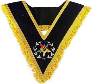Collier de cérémonie OES Worthy Patron - Matière en velours bleu roi ou bleu, qualité argentée des colliers maçonniques inégalée - Product Image 1