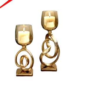 Luxury Metal Candlestick Holder with <b>Glass</b> Cup Eco-Friendly Christmas Home & <b>Table</b> Decor - Product Image 1