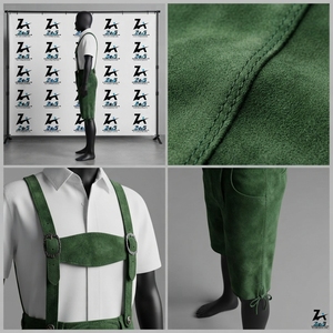กางเกงขาสั้นเอวสูงผ้าโพลีเอสเตอร์ระบายอากาศได้ดี ปักลาย Lederhosen พร้อมสายรัดเอว ปิดด้วยเชือกผูก ทอแบบทึบ - Product Image 4