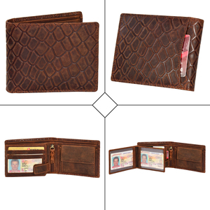Mens Leather <b>Wallet</b> <b>Trifold</b> Vintage Card Holder ID Window Zipper Coin Pocket Multi Slot Cash Compartment Compact Organizer - Product Image 4