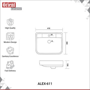 Lavabo de Pared de Cerámica Blanca para Uso Doméstico y Comercial, de la Mejor Calidad y a Bajo Precio de Mercado - Product Image 3