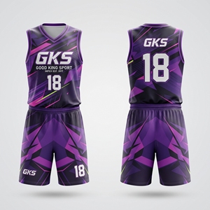 Conjunto de Camiseta y Pantalones Cortos de Baloncesto Personalizados en Rosa y Morado, Diseño Gráfico Sublimado, Uniforme de Equipo, Ropa Deportiva Transpirable para Hombre y Jóvenes - Product Image 3