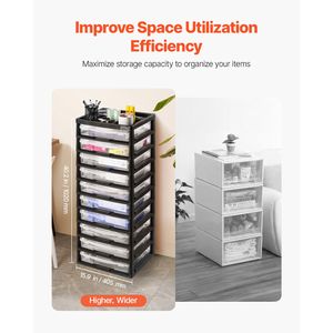 Organizzatore da Scrivania Multifunzionale a 10 Livelli in Plastica, Grande Capacità, con Cassetto e Cornice Nera, Realizzato in PP - Product Image 3