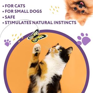 Robusto juguete interactivo para gatos con rotación de 360 grados, mariposa aleteo automática blanca, 2 reemplazos, divertido juguete electrónico para mascotas - Product Image 6