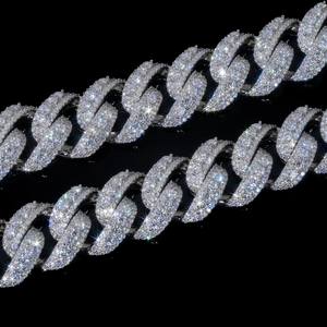 Collar de Cadena Cubana de 22 Pulgadas, Plata 925 con Baño de Rodio, Estilo Hip Hop, con Moissanita Brillante, Aspecto de Diamante, Joyería para Regalo de Fiesta - Product Image 4