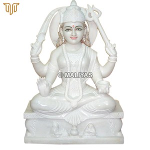 Idole de Santoshi Maa en marbre blanc |   Statue de la déesse Santoshi Mata en marbre fait main avec trident et épée |   MALIYAS Jaipur - Product Image 3