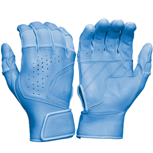 Gants de frappeur de baseball en cuir véritable pour adultes, couleur bleu ciel, sangle réglable et boucle, pour hommes et femmes, gants de softball - Product Image 1
