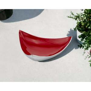 Plateau décoratif abstrait moderne, forme irrégulière, finition rouge brillante, design minimaliste - Product Image 4