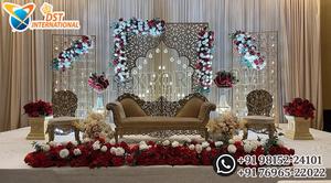 ฉากหลังงานเลี้ยงรับรองสไตล์อิมพีเรียลแบบตัดด้วยเลเซอร์ ผลิตตามสั่ง แผงตัดด้วยเลเซอร์สไตล์เมห์รับ โครงโลหะสีทองทันสมัยแบบตัดด้วยเลเซอร์ จากสหราชอาณาจักร - Product Image 4