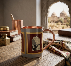 Creative Handmade Copper Mug with Enamel Printing Ayurvedic Good Health Benefits Leak-Proof Lid Vacuum Insulation <b>Coffee</b> Mug - Product Image 2