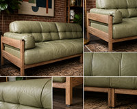 Premium Umweltfreundliches Leder 3-Sitzer Modernes Sofa mit Holzrahmen für Zeitgenössische Wohnzimmer, Villen & Schulmöbel