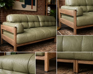 Premium Leather Couch 3 Seater Modern Wooden <b>Frame</b> Sofa for Contemporary Living Room Furniture Supply - Product Image 3