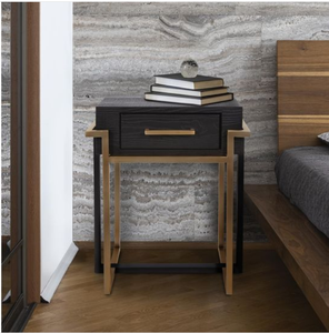 Mesa Consola Moderna con Base de Patas de Teca Negra y Cajones para Dormitorio de Hotel o Sala de Estar - Product Image 6