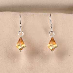 Pendientes de Citrino Amarillo en Forma de Cometa, Plata de Ley 925, Corte Cometa Vintage, Pendientes de Piedra de Nacimiento de Noviembre para Novia - Product Image 1