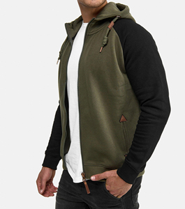 Veste zippée à capuche pour homme, grande taille, en polaire 100 % polyester, style streetwear, manches raglan, motif lettres, haute qualité, sur mesure - Product Image 6