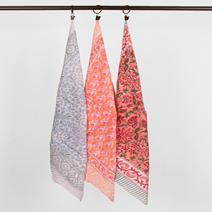 Boho Style Ethnic Bandana Cotton <b>Square</b> <b>Scarf</b> Floral Pattern Hand Block Printed Eco Friendly Accessories For Men Women & Pet - Product Image 4